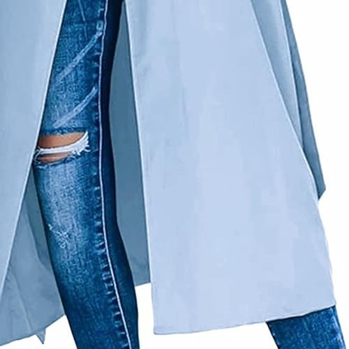Maiyifu-GJ Light Blue Women's Trench Coat – Windproof, Double-Breasted Long Overcoat for Fall & Winter, Small Size - Image 5
