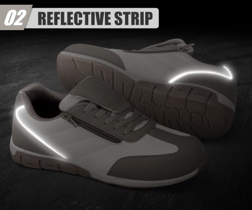 Image of LARNMERN Steel Toe Skate Shoes Men Safety Work Sneakers Wide Toe Box Barefoot Zero Drop Non Slip Shoe
