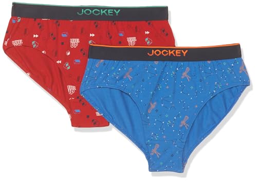 Image of Jockey PB04 Boy's Super Combed Cotton Elastane Stretch Printed Brief with Ultrasoft Waistband (Pack of 2)