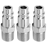 QEAS 3 Stück 1/4" Euro Konische Außengewinde Schnellkupplung mit Teflon‑Dichtung, Robuster Schnellanschluss für Schläuche Luftkompressor‑Fittings und Industriellen Privaten Einsatz