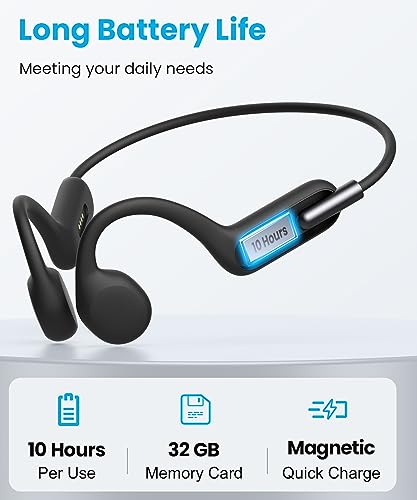 Image of Bone Conduction Headphones, Swimming Headphones Underwater Open Ear Built-in 32GB Memory IPX8 Waterproof for Swimming, Running, Cycling, Black