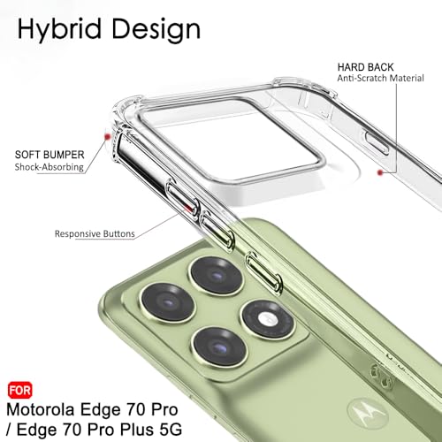 Image of TheGiftKart Crystal Clear Back Cover Case for Motorola Moto Edge 70 Pro /Edge 70 Pro Plus 5G | Shock Proof 360 Degree Protection | Hard Clear Back Cover Case (PC & TPU, Transparent Bumper)