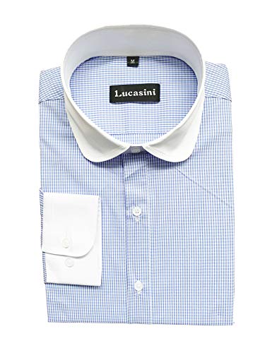 1920s 30s Style Gingham Check Penny Collar Shirt Peaky Blinders S/S