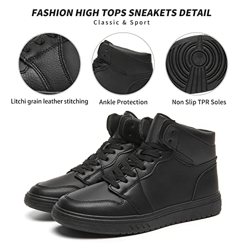 Xrh Womens High Top Sneakers Pu Leather Running Shoes Non Slip Walking Athletic Tennis Shoes For Women Ankle Boots(Black.us8) #TOP1