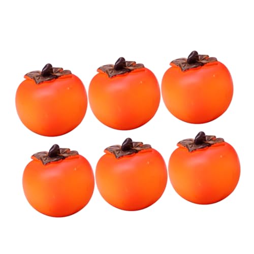 PHENOFICE 6pcs Lifelike Simulated Persimmon Fruit Toy Fake Fruit Adornment Decorative Artificial for Home