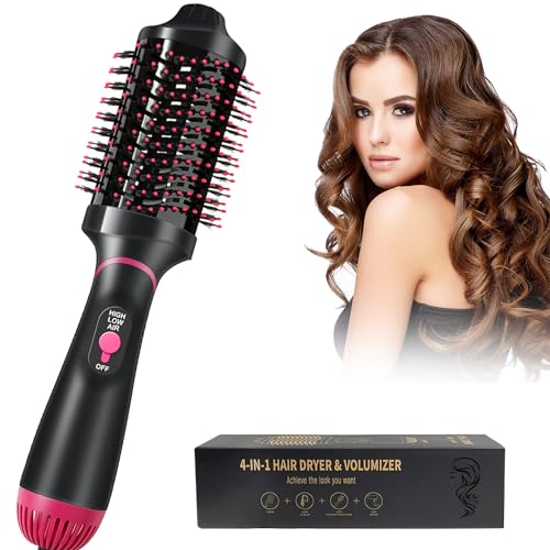 Cepillo Secador de Pelo Salon One-Step Secador y Voluminizador, Cepillo de Aire Caliente, Profesional tecnología Iónica Cerámica Aire Caliente Moldeador Alisador, 4 Temperaturas y 2 Velociades