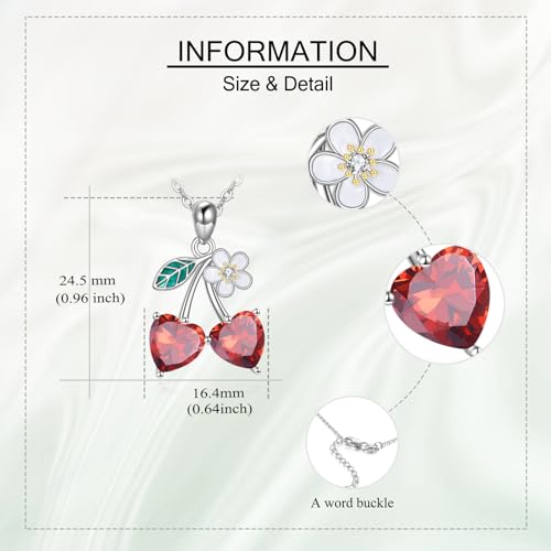 ONEFINITY Fruit Necklace Sterling Silver Lemon Strawberry Cherry Pendant Necklace Fruit Jewelry Gifts for Women4