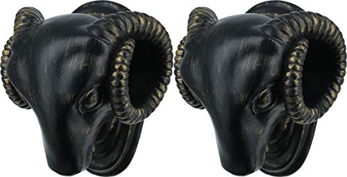 Urbanest Set of 2 Ram Head Drapery Sconce, 1 3/8-inch Diameter, Burnt Gold