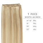 WENNALIFE Real Human Hair Extensions - 16 Inch, 80g Light Blonde Highlighted Golden Blonde Hand Tied Weft Sew In - Image 2
