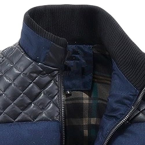 Veste matelassée en patchwork à losanges hommes blouson d'hiver doublé coton - 3