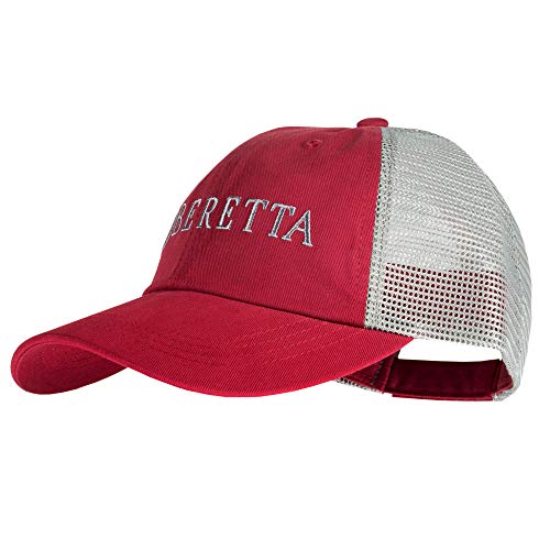 Beretta Men's LP Trucker Adjustable Outdoor Casual Cotton Hat with Mesh Back, Crimson/Grey