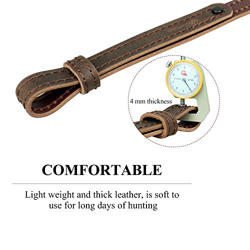 Kosibate Leather Gun Sling, Gun Shoulder Strap For Rifle Shotgun 1" Wide Tactical Universal Cowboy Hunting Brown #TOP4
