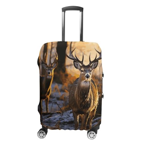 Travel Luggage Cover Elastic Suitcase Protector Anti-Scratch Washable Deers Picture Luggage Sleeve Tsa Approved Carry on Covers Baggage Cover Fits 18-32 Inch Luggages