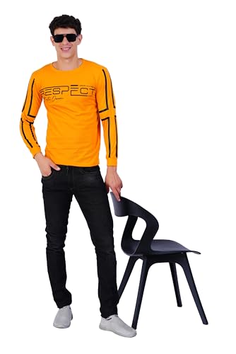 Image of JUGULAR Men's Typography Cotton Round Neck Full Sleeve Printed Respect Regular Fit T-Shirt