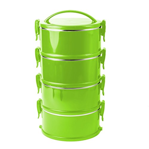 Conjunto 4 Peças Marmita Termoprática Verde Citra - Uso em Micro-ondas