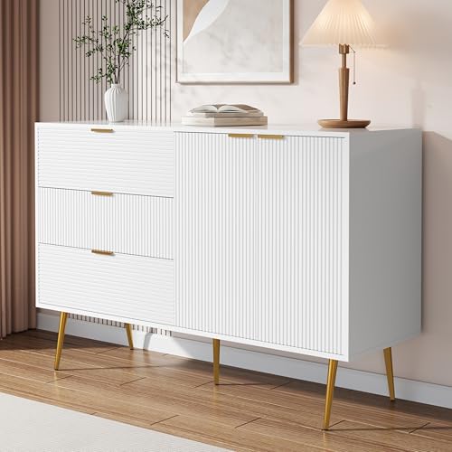 Cassettiera robusta: il comò per camera da letto è realizzato in legno di alta qualità. Le parti metalliche mantengono saldamente tutte le parti in posizione. Grazie alla sua struttura, questa cassettiera bianca è molto stabile, ha un'elevata capacità di carico e può contenere molti oggetti'