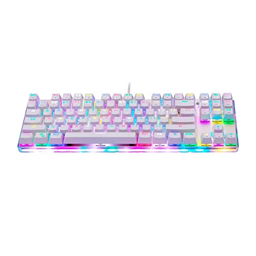 Teclado Mecânico Gamer Motospeed K87S, RGB, Switch Outemu Vermelho, US - Branco