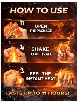 Image of Hot Hand Warmers - 80 Count - 11 Hours Long Lasting Air Activated Heat Packs for Hands, Toes and Body, Natural Safe and Odorless Single Use Up to 11 Hours of Heat - TSA Approved