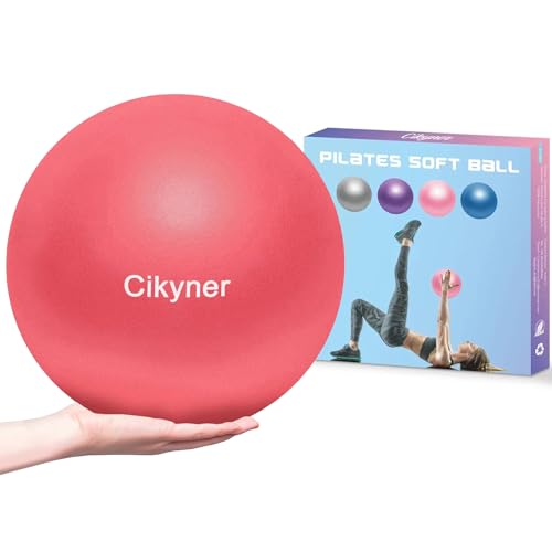 Cikyner Pelota Pilates Blanda, Pelota de Ejercicio pequeña 23-25cm Mini Pelota de Gimnasia con Pajita Inflable Adecuado para Pilates, Yoga, Entrenamiento de Cuerpo Completo y Mejora del Equilibrio