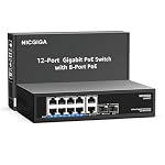 NICGIGA – 12-Port Gigabit PoE Switch Unverwaltet mit 8 Port IEEE802.3a