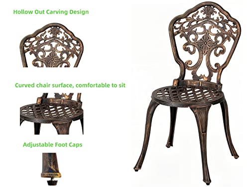 Zotorun ZR300 Bistro Set 3 Piece Rustproof Cast Aluminum Patio Furniture Sets 2 Chairs And 1 Round Table Outdoor thumb #2