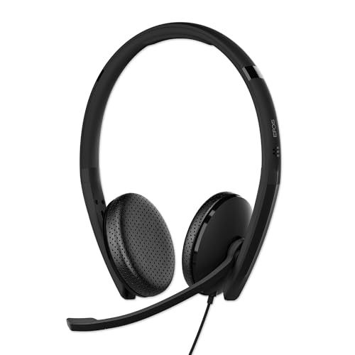 EPOS Auriculares con micrófono y SENNHEISER C10 3.5 mm, Cascos con Cable con una y Flexible y tecnología BrainAdapt, Negro, C10, 3.5mm Jack