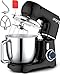 Batidora Amasadora 1300W 5L, 10+1 Velocidades Mini angel Amasadora Repostería Profesional Para Pan y Pizza, 4 Accesorios Incluidos, Apta para Lavavajillas (Negro)