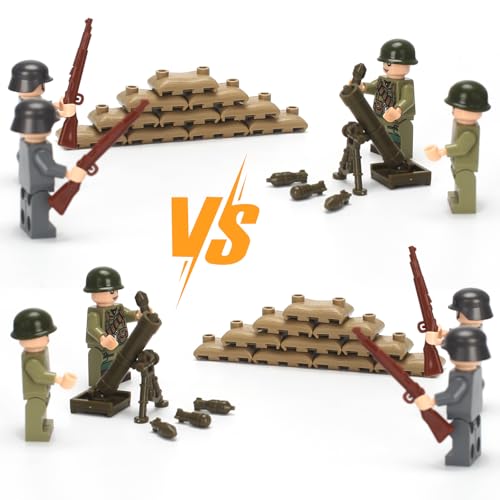 QMLING Waffen Militär Set für Figuren, 30 Mini Soldaten Figuren Spielzeug, Ww2 Armee Waffen Spielzeug Set, Ww2 Military Kit für Kinder Geschenke