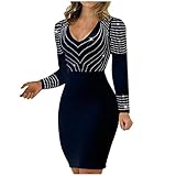 Generic Vestidos Elegantes De Mujer para Fiesta, Maxi Homecoming Dress Drees Ladies Sexy Nightclub Diamond V-Neck Long Sleeve Dress Tight Dress Plus Size Semi Formal Dresses Wedding (XXL, Black)