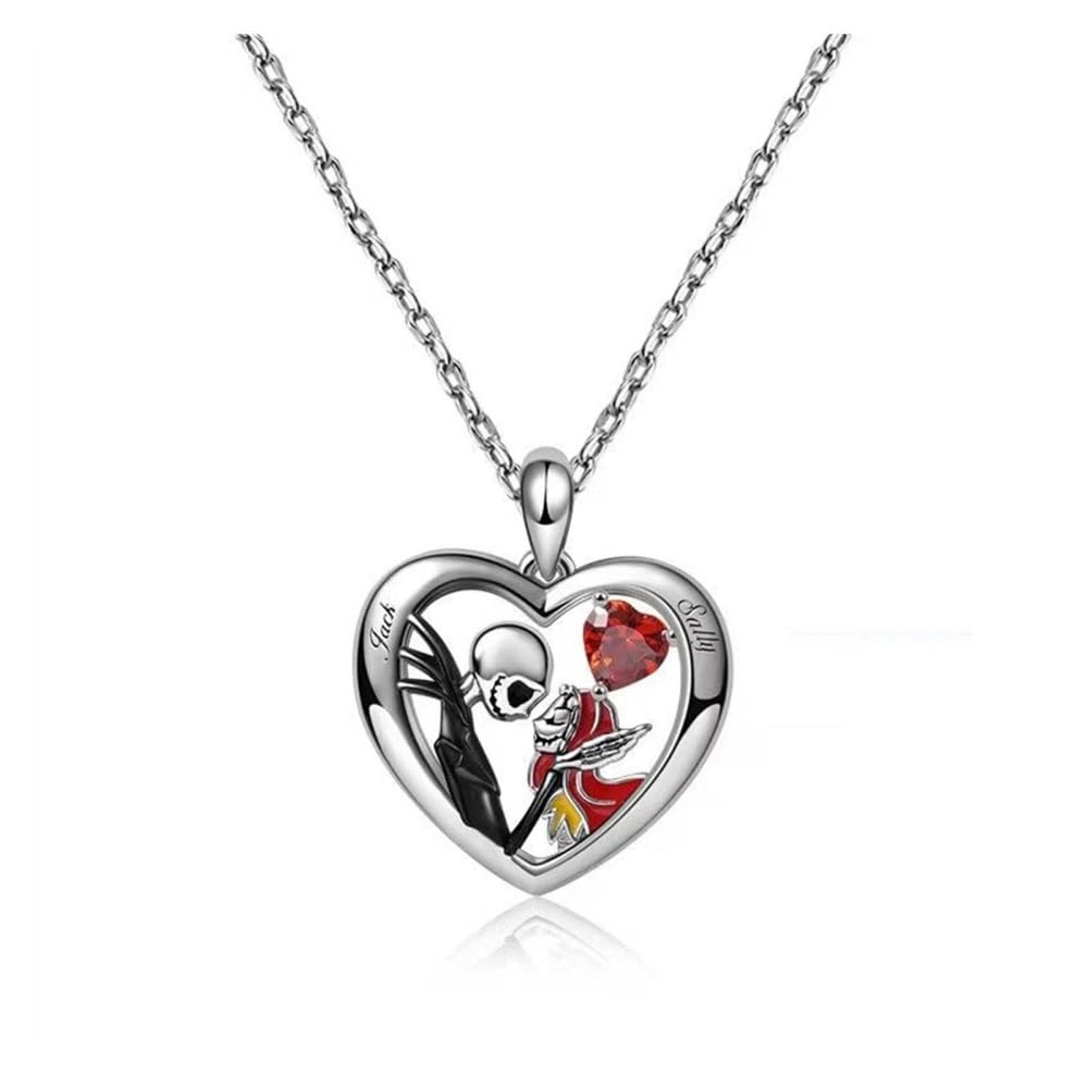 Collier crâne cœur sans nickel, chaîne clavicule diamant qui ne noircit pas