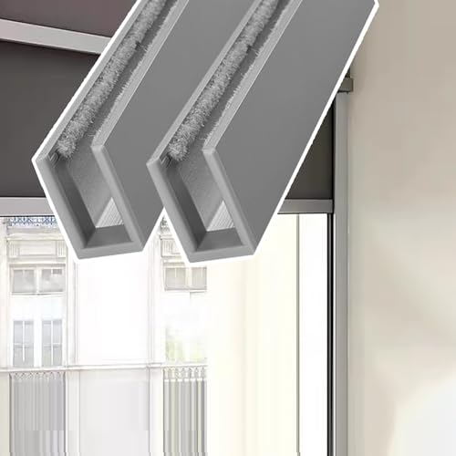 U-Channel Blackout Strips for Roller Blinds Aluminum Light Blockers for Window Shades Gray 2-Pack (56in/142.2cm) - Maximize Sleep & Privacy Easy Installation