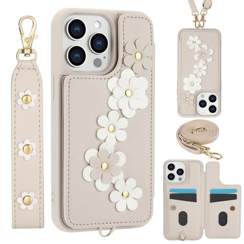 Étui portefeuille en cuir de qualité supérieure avec bandoulière iPhone 13