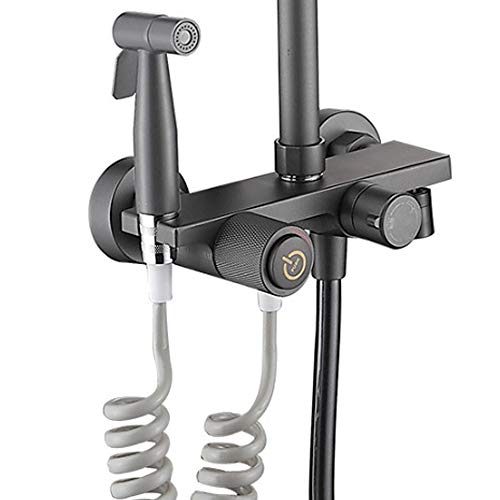 Ensemble de douche gris foncé complet : la solution robinet de baignoire et bidet intégrée - 5