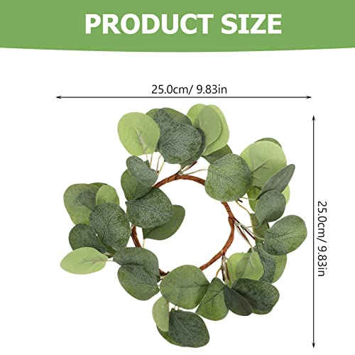 Alipis Artificial Eucalyptus Wreath Candle Rings: Simulation Eucalyptus Leaves Wreaths Greenery Pillar Candle Rings Tabletop Decor for Home Wedding Easter 3 Inch Center (Style 2)