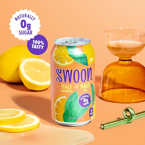 Swoon Half Unsweetened Iced Tea & Half Lemonade - Low Carb, Gluten Free, Keto & Paleo-Friendly - Natural Lemon Juice Concentrate and Organic Black Tea Sweetened by Monk Fruit and Stevia (Pack of 12)