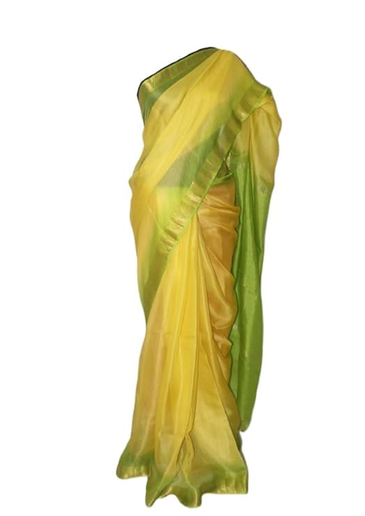 Image of Women's Bhagalpuri Pure Kota Doria Silk Net Saree With Temple Zari Border and Running Blouse Piece
