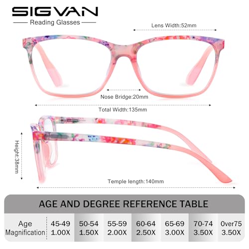 Image of SIGVAN Ladies Reading Glasses Blue Light Blocking Spring Hinge Fashion Pattern Print Eyeglasses for Women