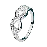 Anillo de compromiso con nudo infinito para ella, anillo de compromiso de circonita cúbica, anillo de boda brillante para mujer, regalo de aniversario, US 10