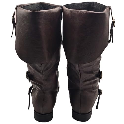 Image of Men's Medieval Boots Renaissance Pirate Costume Faux Leather Boot Halloween Viking Cosplay Shoes