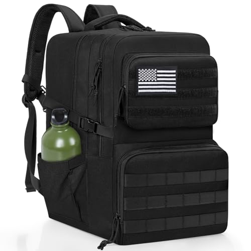 IBVIVIC Taktischer Rucksack, wasserabweisend, Militär, MOLLE, für Jagd, Camping, Reisen, 33 x 30,5 x 50,8 cm (L x B x H), Schwarz