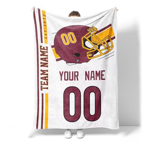 Image of W Throw Blanket Custom Name and Number Personalized Gifts for Men and Women