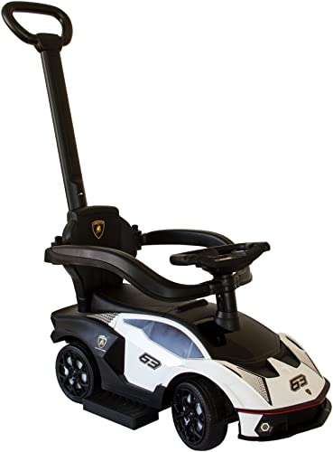 Lamborghini Voiture coulissante avec barre coulissante à partir de 1 an - Véhicule glissant avec barre de sécurité - Voiture coulissante Lamborghini en blanc - Direction possible via barre possible