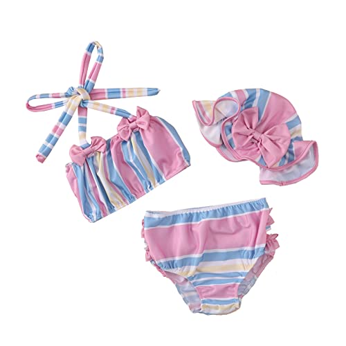 Thorn Tree Baby Girl Bikini Set Ruffle 2-Pieces Swimsuit Bathing Suit Summer Girls Beachwear (3Pcs Swimsuit Set A, 3-4 Years)