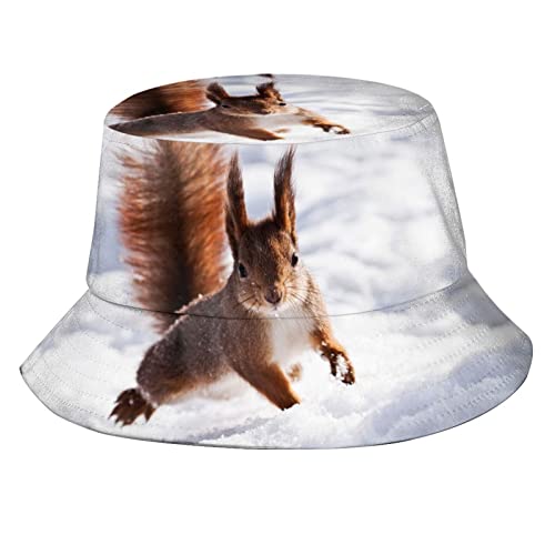 Cute Squirrel Bucket Hat Animal Bucket Hat Squirrel Sun Hat for Boys Girls Outing Picnic Travel