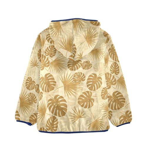 CHIFIGNO Tropical Leaves Gold Kids Soft Warm Sweatshirt Jacket with Polar Fleece Lining 3T2