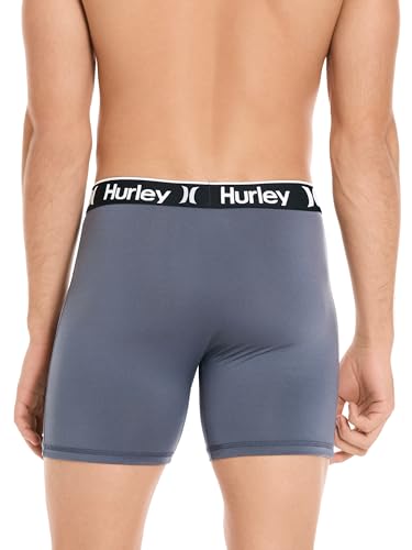 Hurley Pacote com 5 cuecas boxer masculinas elásticas, combo obsidiana