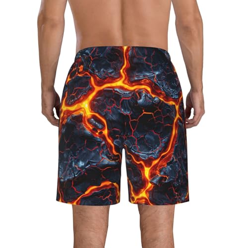 Lava Texture Abstract Cool Black and Red Men's Quick Dry Swim Trunks Surfing Beach Mesh Board Shorts3