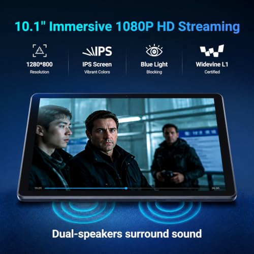 Image of Android 16 Tablet 10 Inch 30GB RAM 128GB ROM 1TB Expand, Octa-Core Processor, Widevine L1 HD IPS Touchscreen, WiFi 6 BT5.3 Dual Camera Face Unlock Tablet, Black
