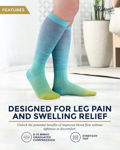 Image of Pembrook Bamboo Viscose Light Compression Socks - 3 Pairs | 8-15 mmhg Compression Socks | Knee High Comfort Support Socks