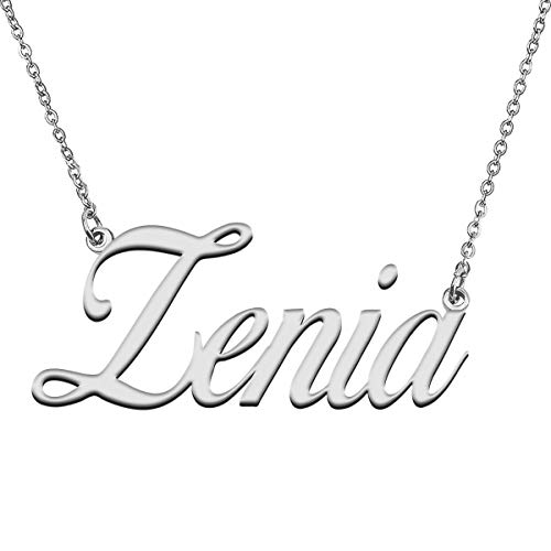 GR859C Custom 18K Gold Plated Necklace with Name Zenia for Women